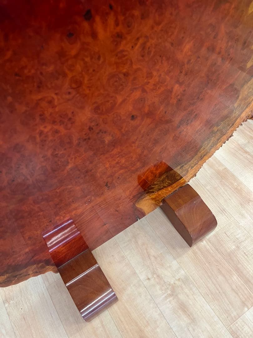 【希少】花梨瘤 衝立 一枚板 天然木　瘤杢 玉杢　光沢あり　スタンド付き