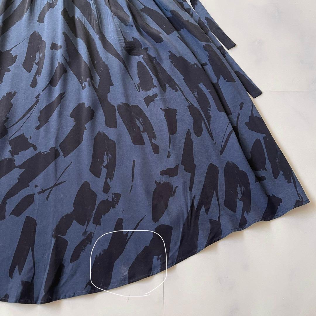 2024✨SACRA アブストラクトペインティング ワンピース ネイビー 38