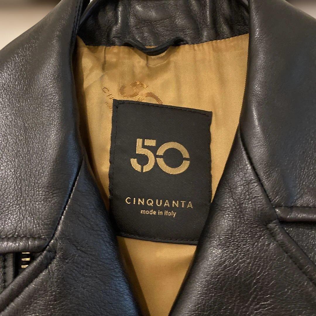 チンクアンタCinquanta サイズ38ブラックレザーライダースジャケット