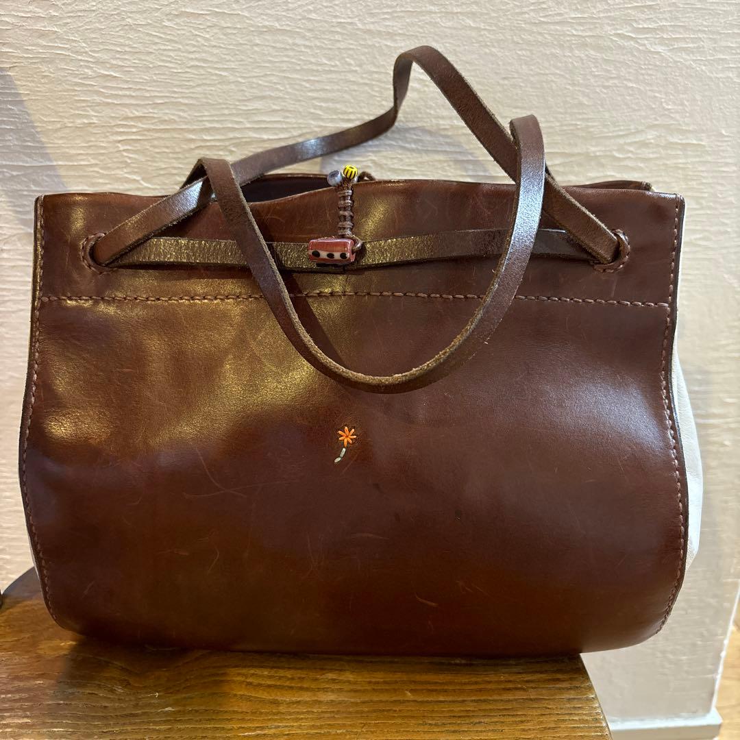 HenryCuirアンリークイール トートバッグ ブラウン×アイボリー