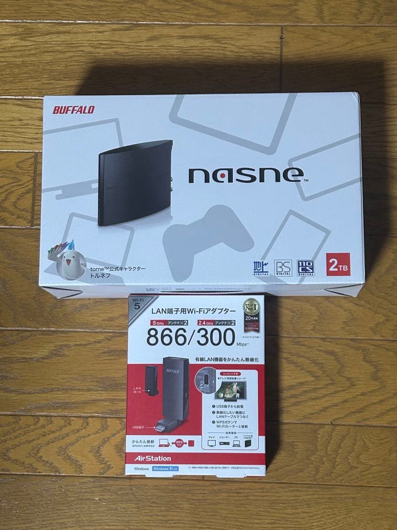 【取り置き】BUFFALO nasne 2TB+LAN端子用Wi-Fiアダプター