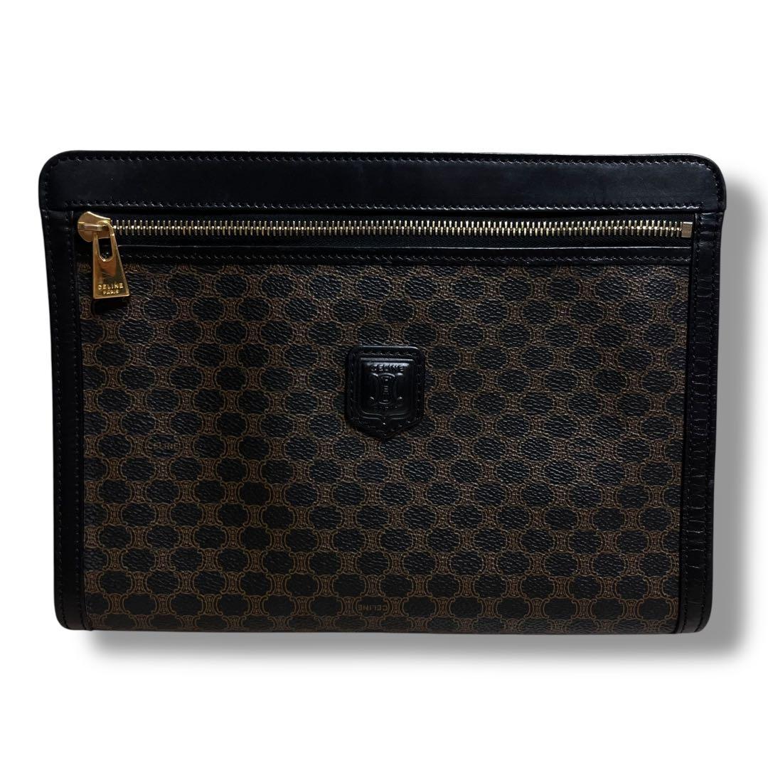 CELINE クラッチバッグ 黒 ブラック マカダム レザー セリーヌ