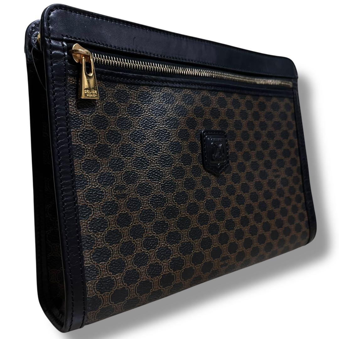 CELINE クラッチバッグ 黒 ブラック マカダム レザー セリーヌ