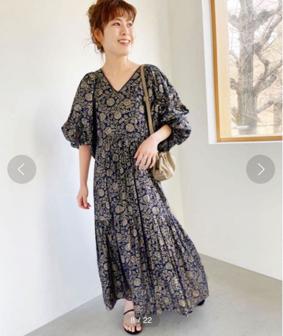 ヌキテパ　 コットンボイルフラワープリントワンピース　23ss