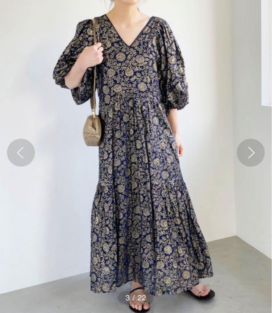 ヌキテパ　 コットンボイルフラワープリントワンピース　23ss