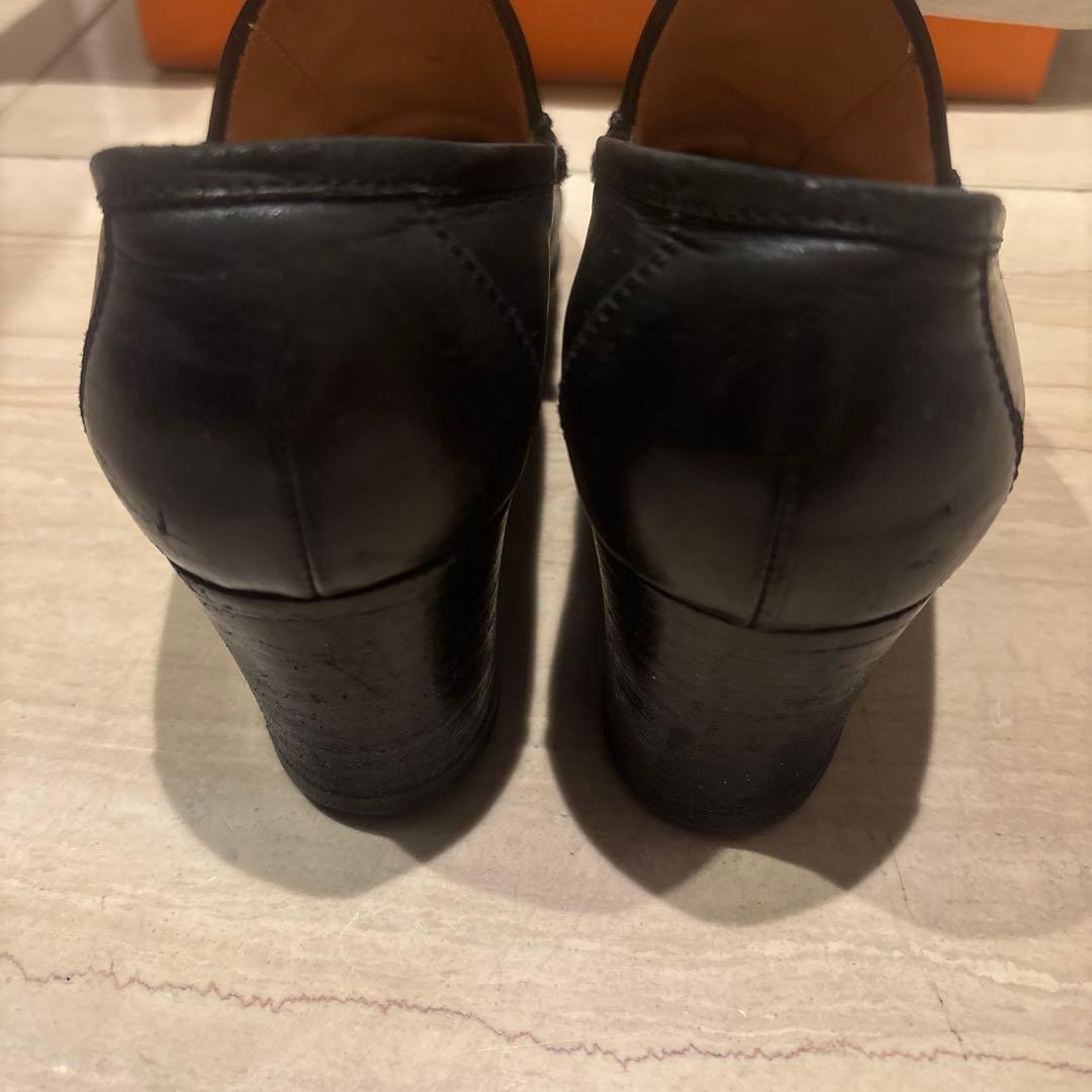 エルメス　ブラックモカシン Hロゴ金具付き