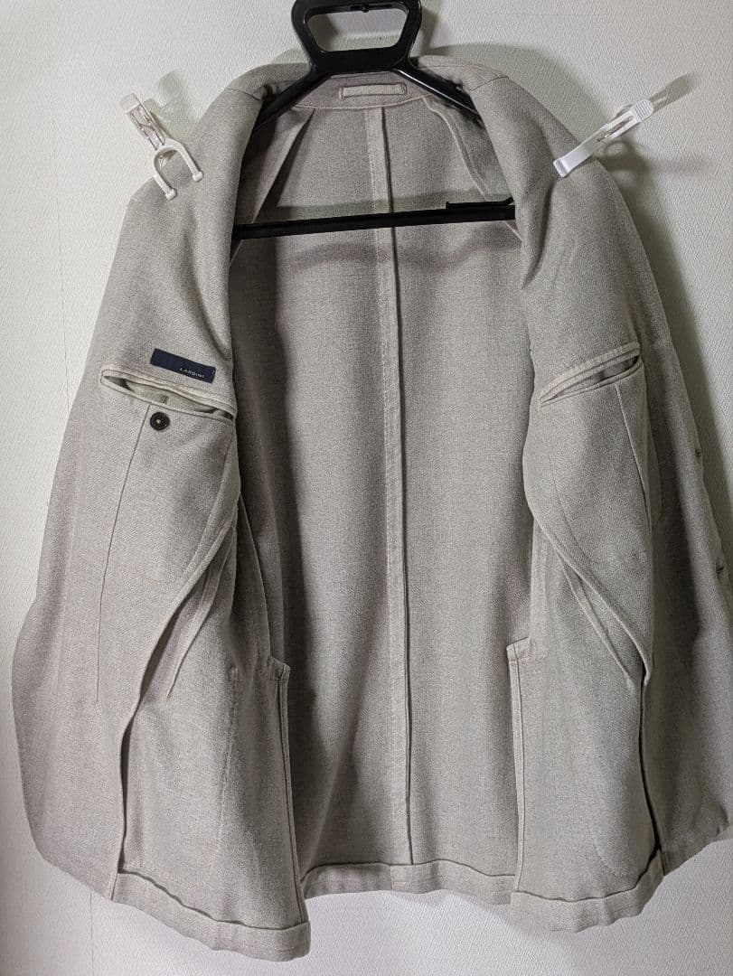 ラルディーニ メンズテーラードジャケット 48 ベージュ 本切羽 メタルボタン