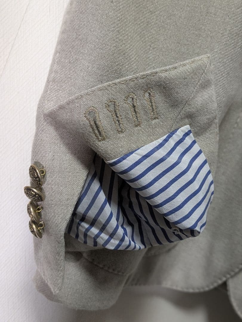 ラルディーニ メンズテーラードジャケット 48 ベージュ 本切羽 メタルボタン