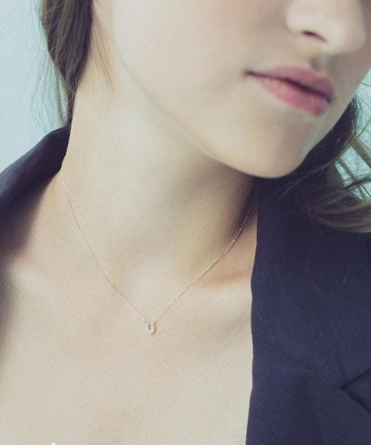 エテ K10YG ホースシュー パヴェ ネックレス