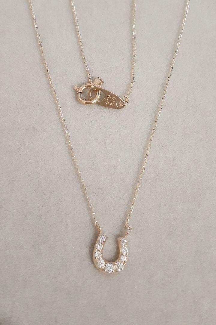 エテ K10YG ホースシュー パヴェ ネックレス
