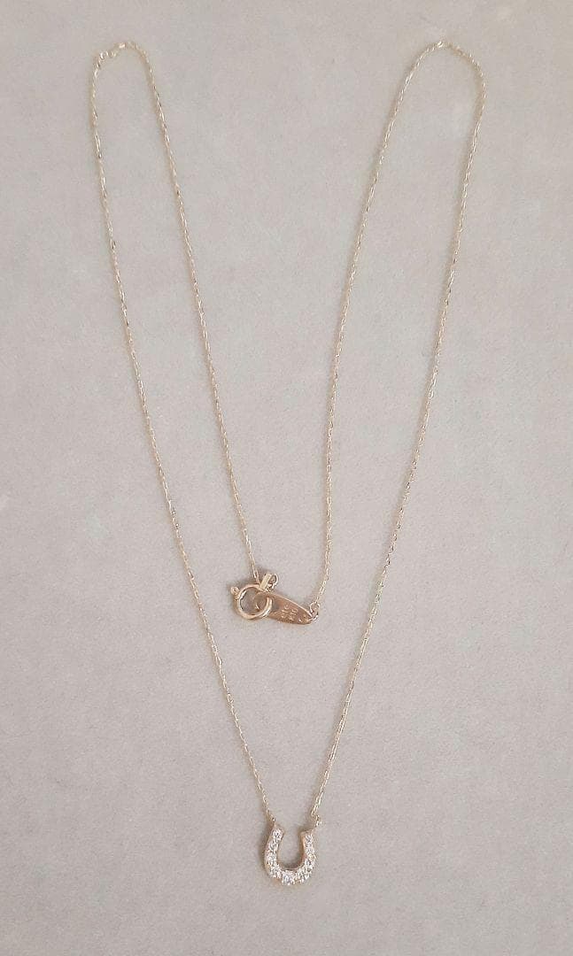 エテ K10YG ホースシュー パヴェ ネックレス