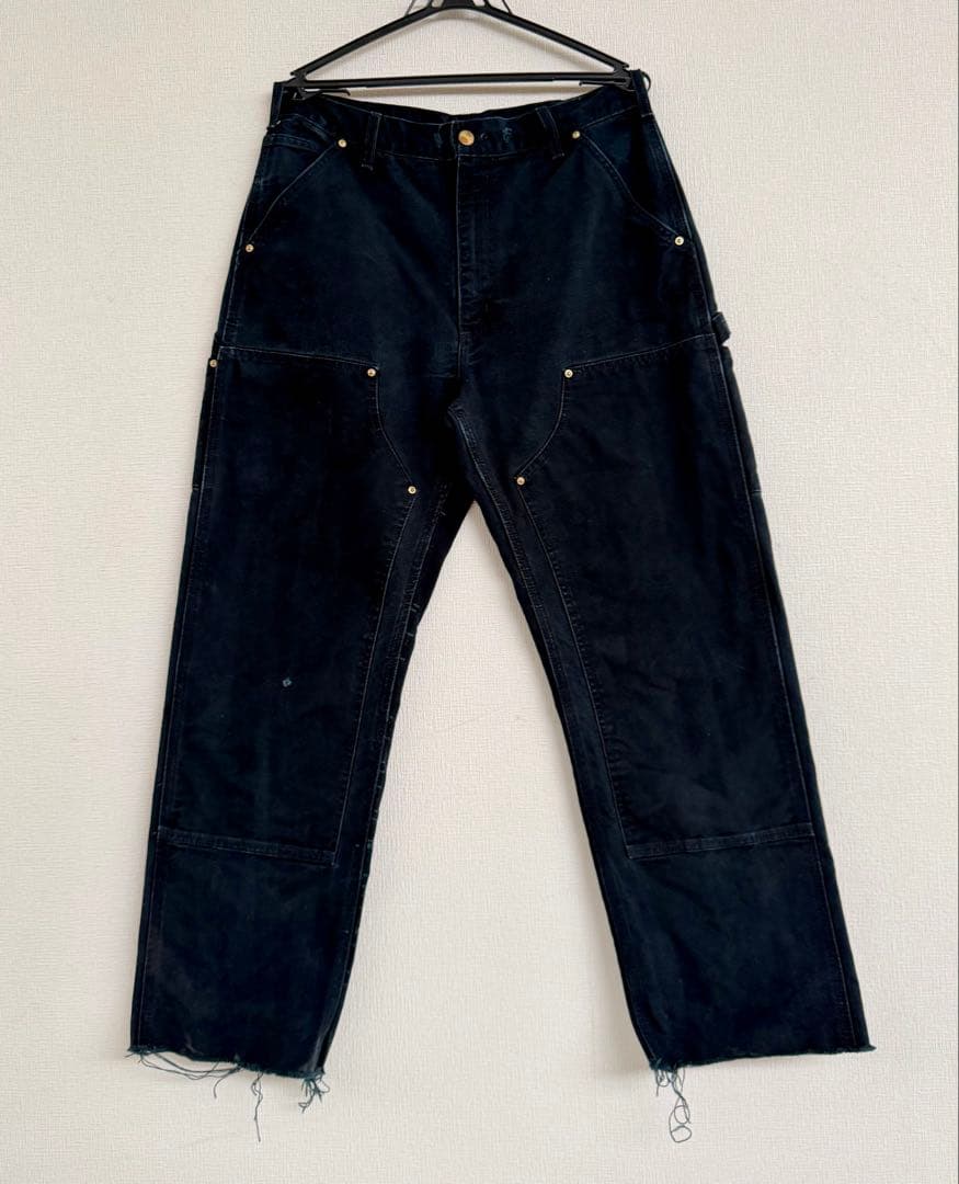 超スペシャル 33X32 W33 カーハート ダブルニー パンツ ブラック