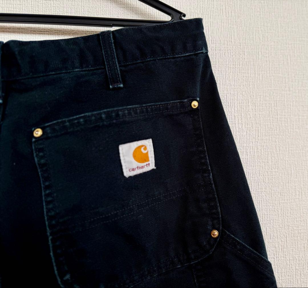 超スペシャル 33X32 W33 カーハート ダブルニー パンツ ブラック