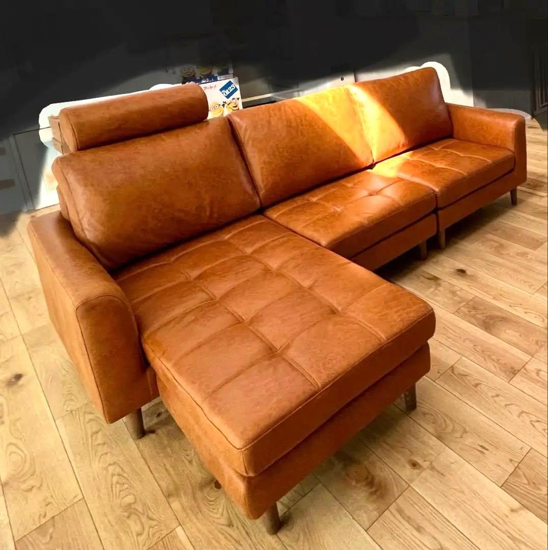 たのメル便★3人掛レザーテックスソファ★直接取引の方2万円割引きします