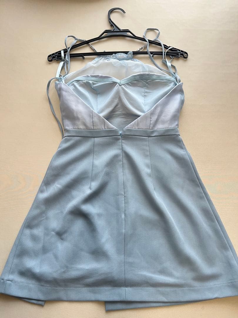 水色 ローブドフルール ミニドレス