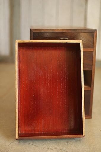 古い木製の小引き出し4段　書類棚　レターケース　古家具　古道具