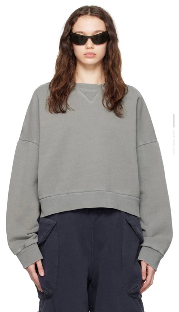 早い者勝ち　entire studios グレー クロップド box スウェット