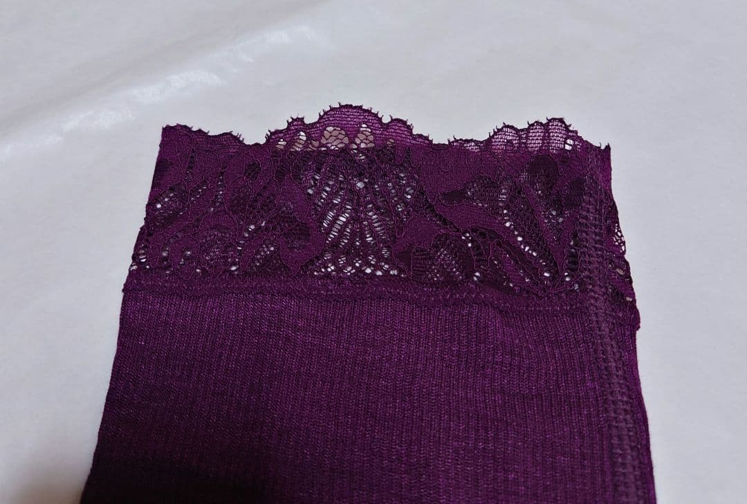 新品タグ付き 高級 ウール シルク レギンス ボトムス パープル S