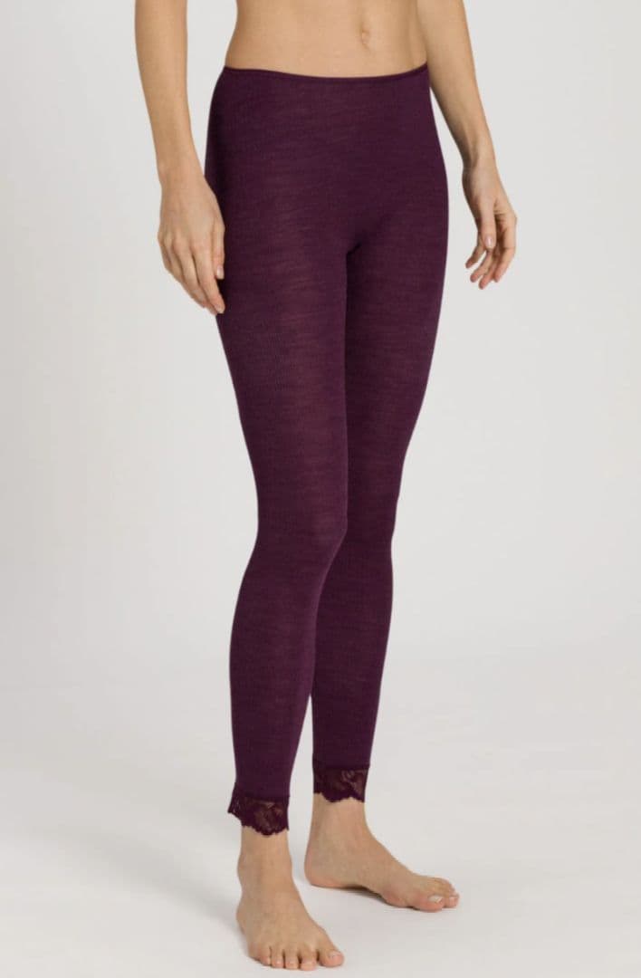 新品タグ付き 高級 ウール シルク レギンス ボトムス パープル S