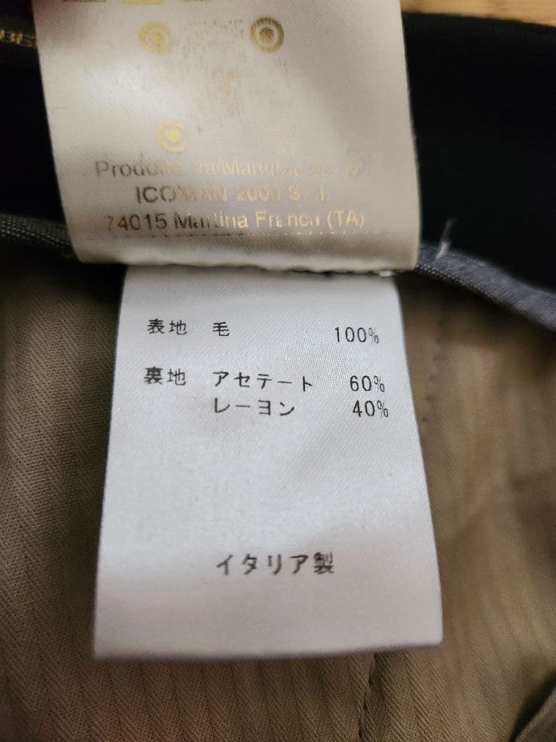 BERWICH 黒 スコッチ スラックス ダブルプリーツ