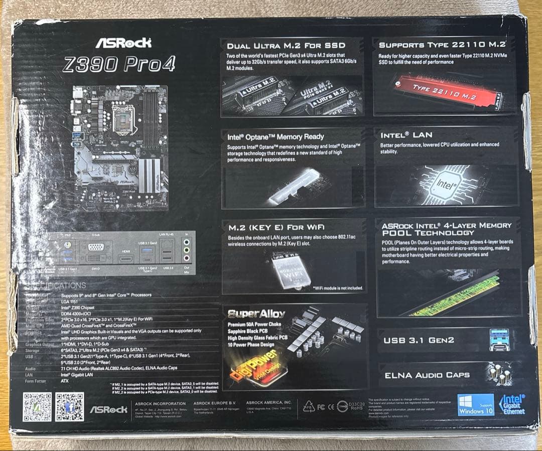 ASRock Z390 Pro4 マザーボード【動作確認済み】
