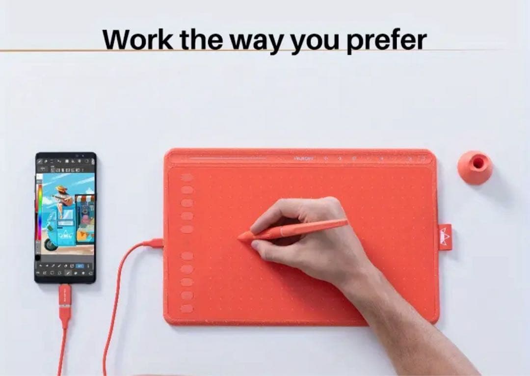 新品未使用 HUION HS611 デジタルドローイングタブレット スカーレット