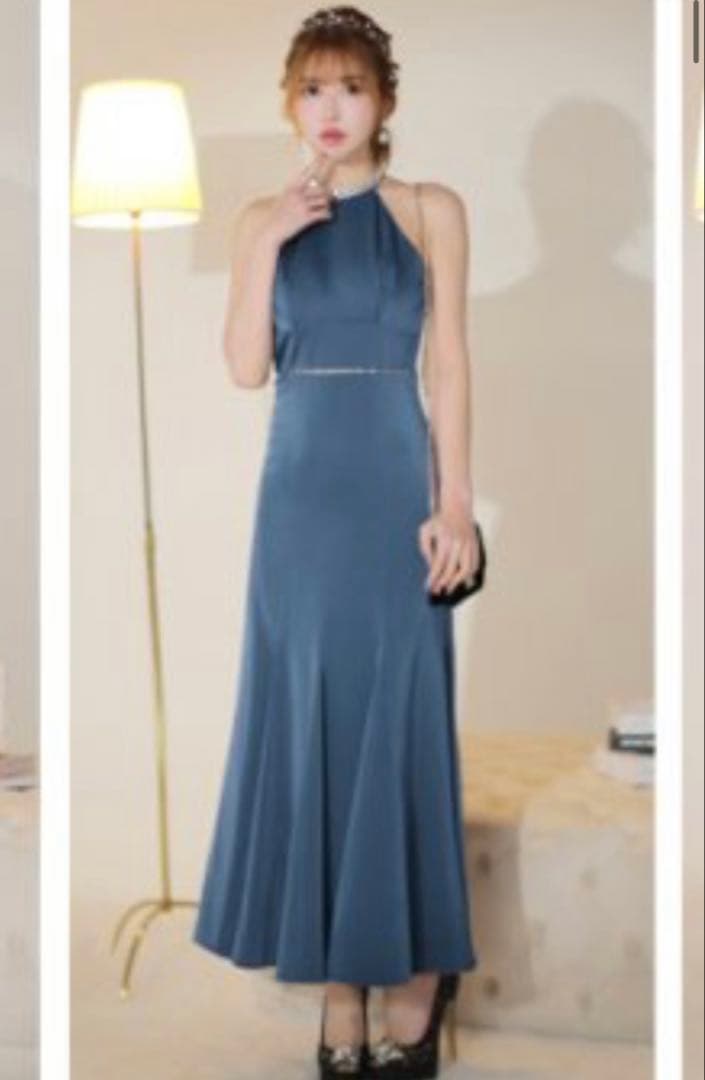 DEA.ドレス　ブルーハイネックドレス