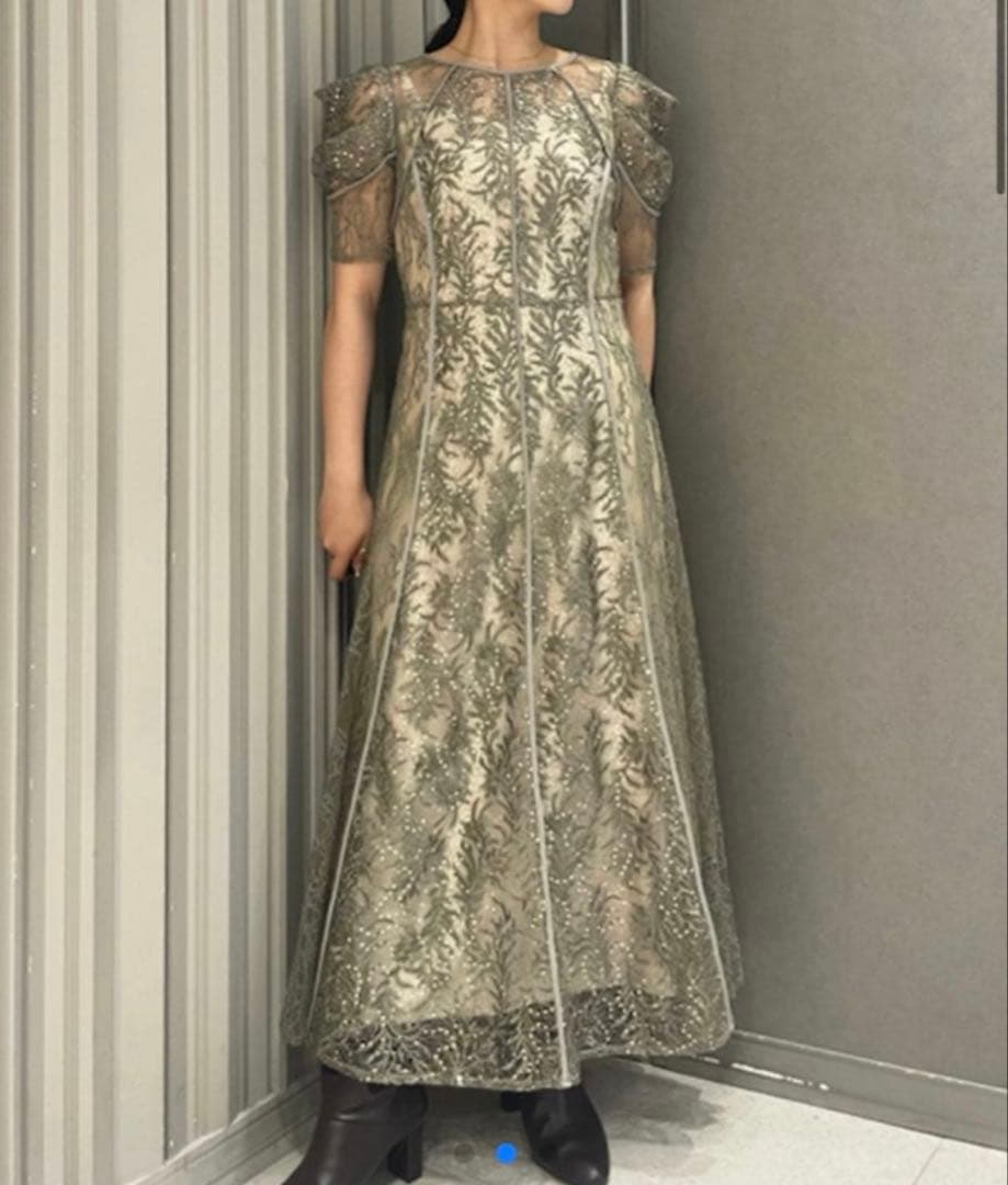 FRAY I.D リーフレースパイピングドレス 1サイズ ミント グリーン