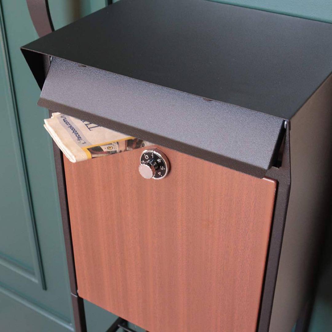 【新品】ポスト 置き型 スタンド モダン 郵便受け 郵便ポスト ダイヤル鍵付き