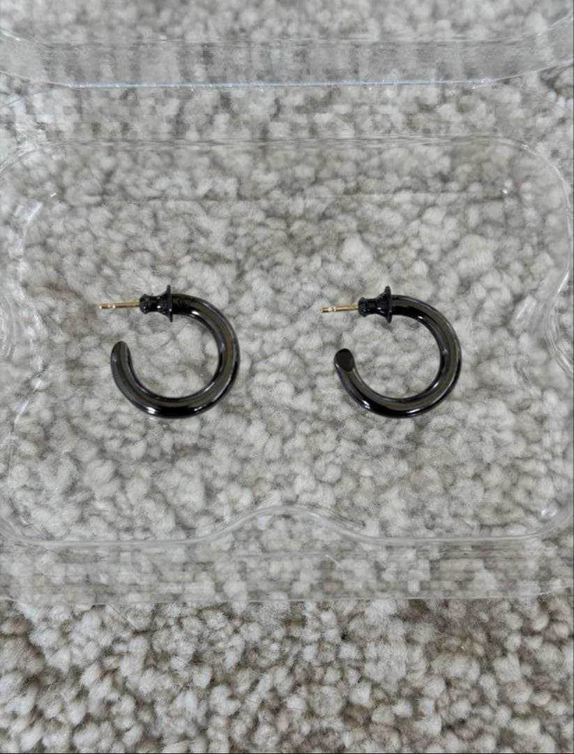 nt出品　キャリアリングブラックフープピアス501（両耳用）