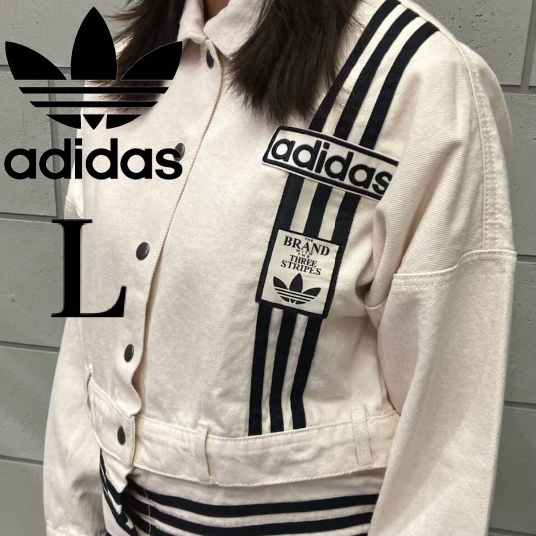 新品L⭐️adidasアディブレイク デニム2-IN-1 トラックトップ ホワイト