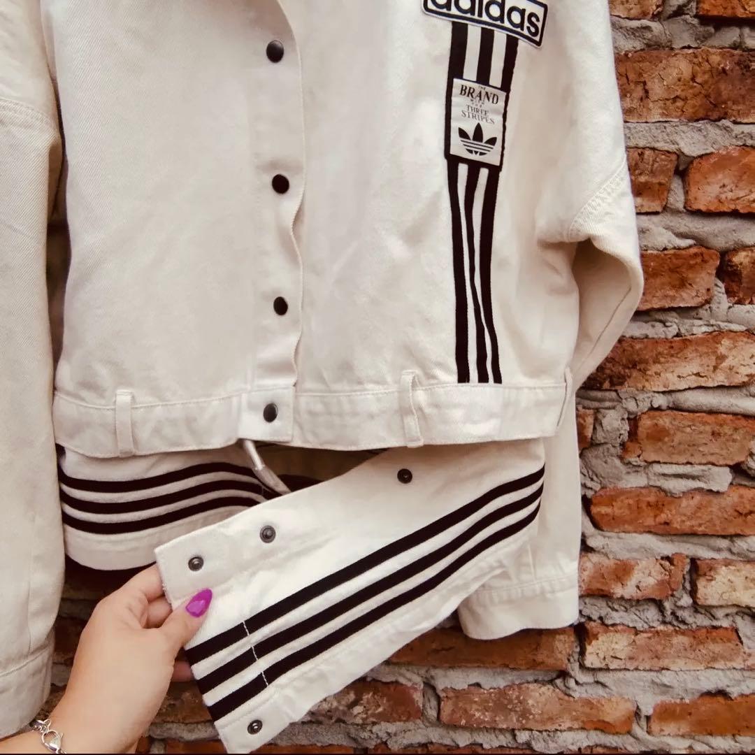 新品L⭐️adidasアディブレイク デニム2-IN-1 トラックトップ ホワイト