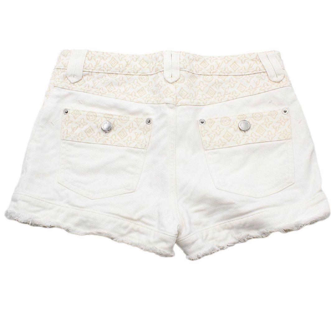 E2037 美品!! ルイヴィトン モノグラム デニム コットン ショートパンツ