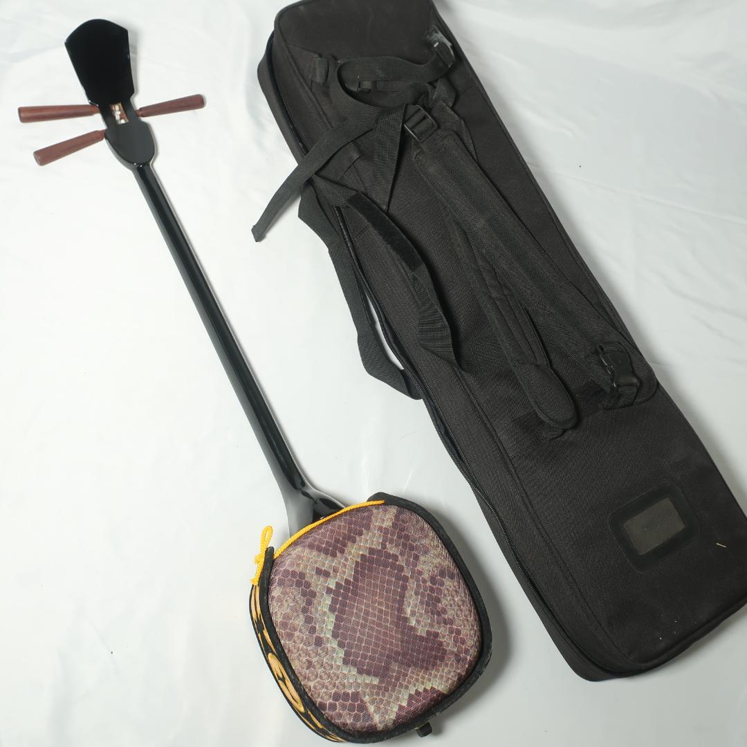 沖縄三線 ケース付 爪 予備弦 付属 和楽器