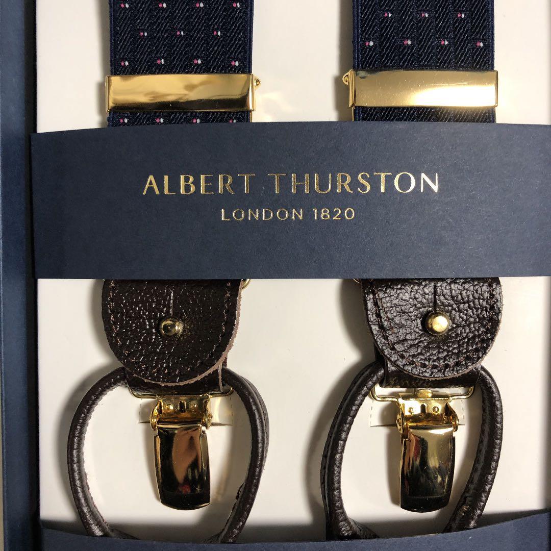 アルバートサーストン サスペンダー（ダークネイビー マイクロ小紋柄）