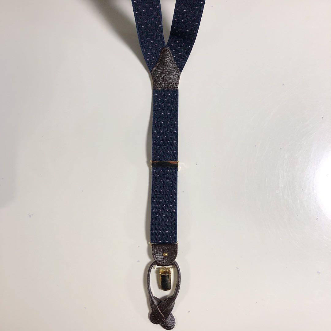 アルバートサーストン サスペンダー（ダークネイビー マイクロ小紋柄）