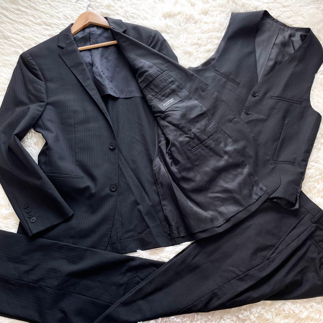 美品✨バーバリーブラックレーベル　スーツ　セットアップ　3ピース　黒　M
