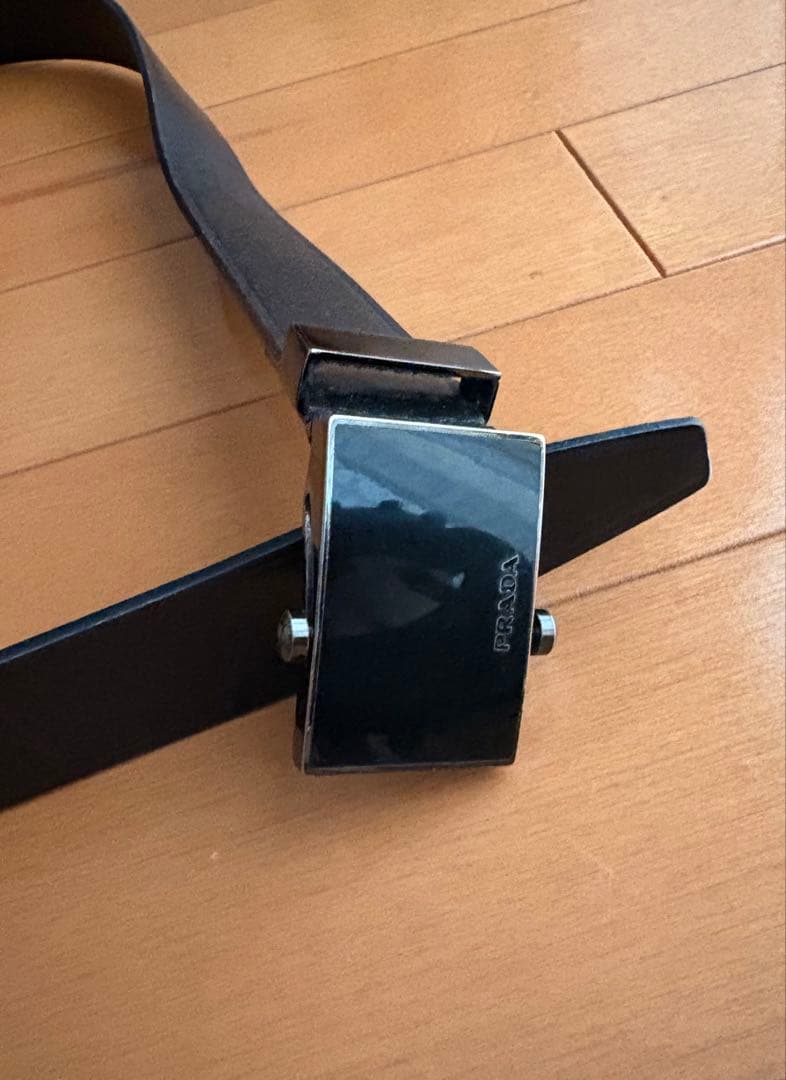 PRADAプラダレザーベルト 黒 アジャスター ユニセックス
