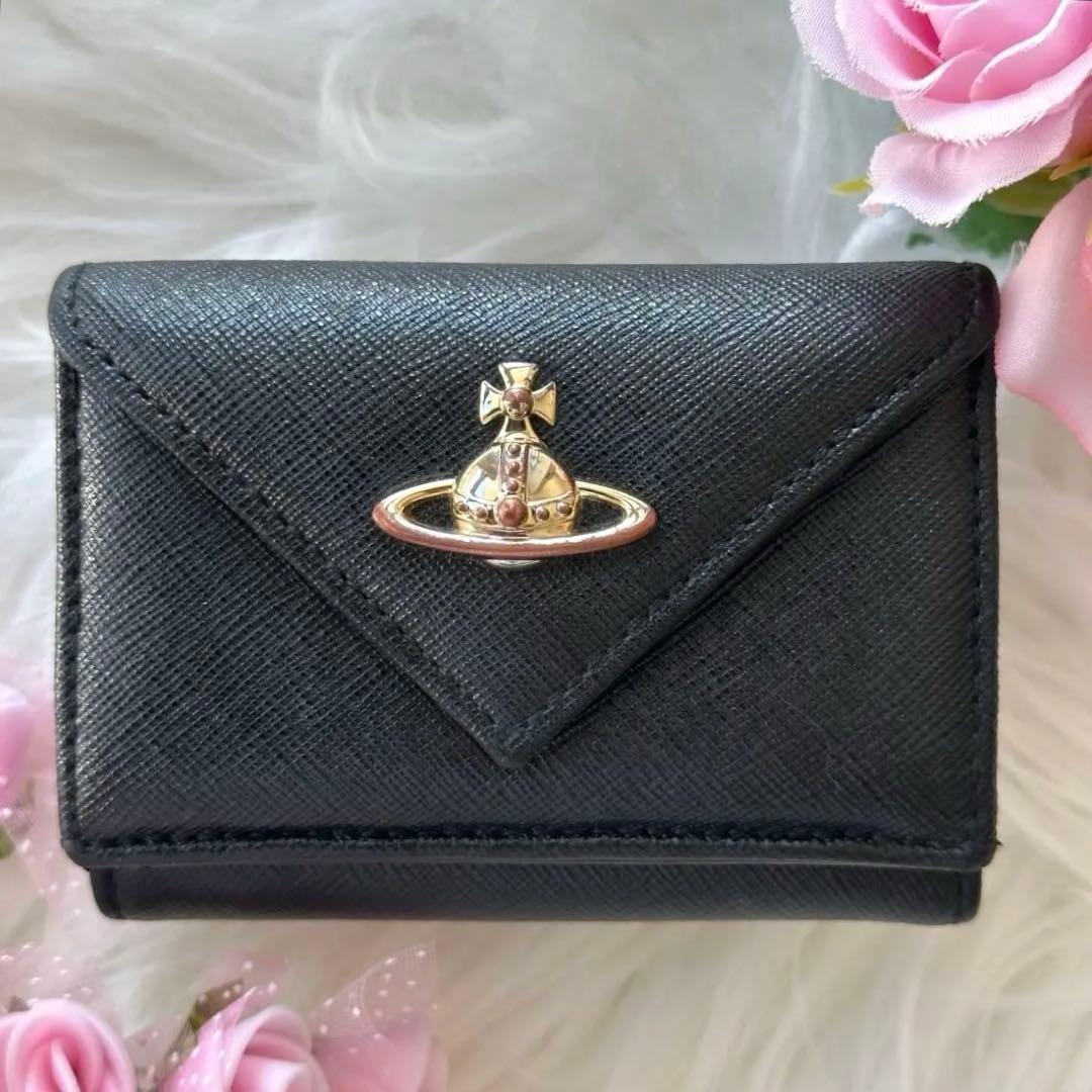 Vivienne Westwood 財布 ブラック 三つ折り レター型 レザー