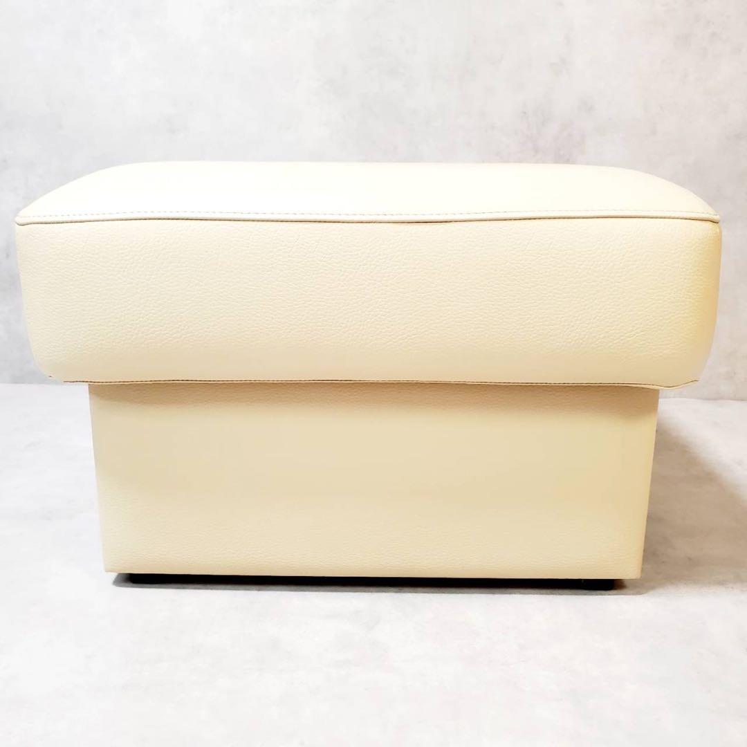 【良品】浜本工芸 スツール オットマン No.2000 アイボリー 本革