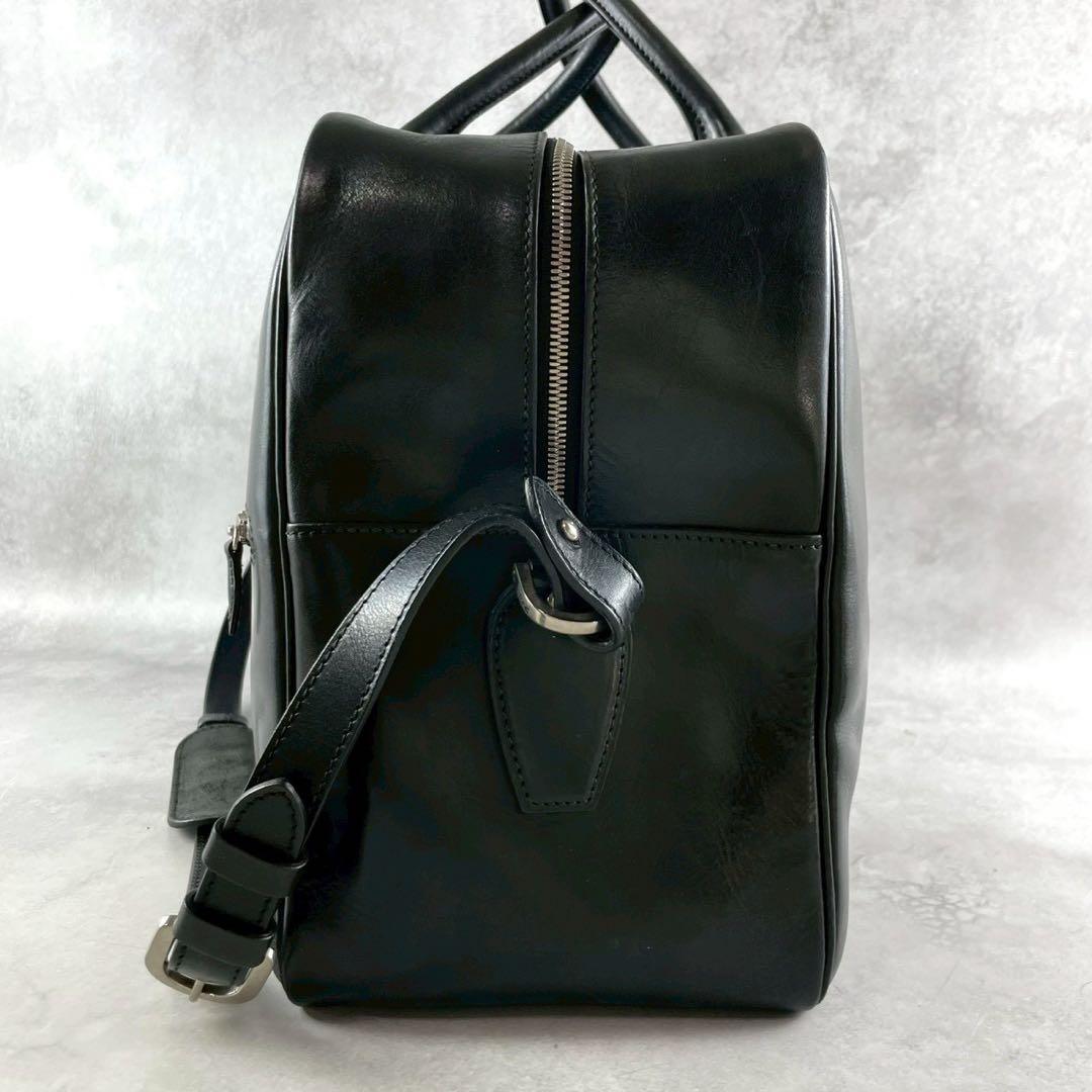 美品 2way 大容量✨万双 双鞣和地 本革ボストンバッグ ビジネスバッグ 黒