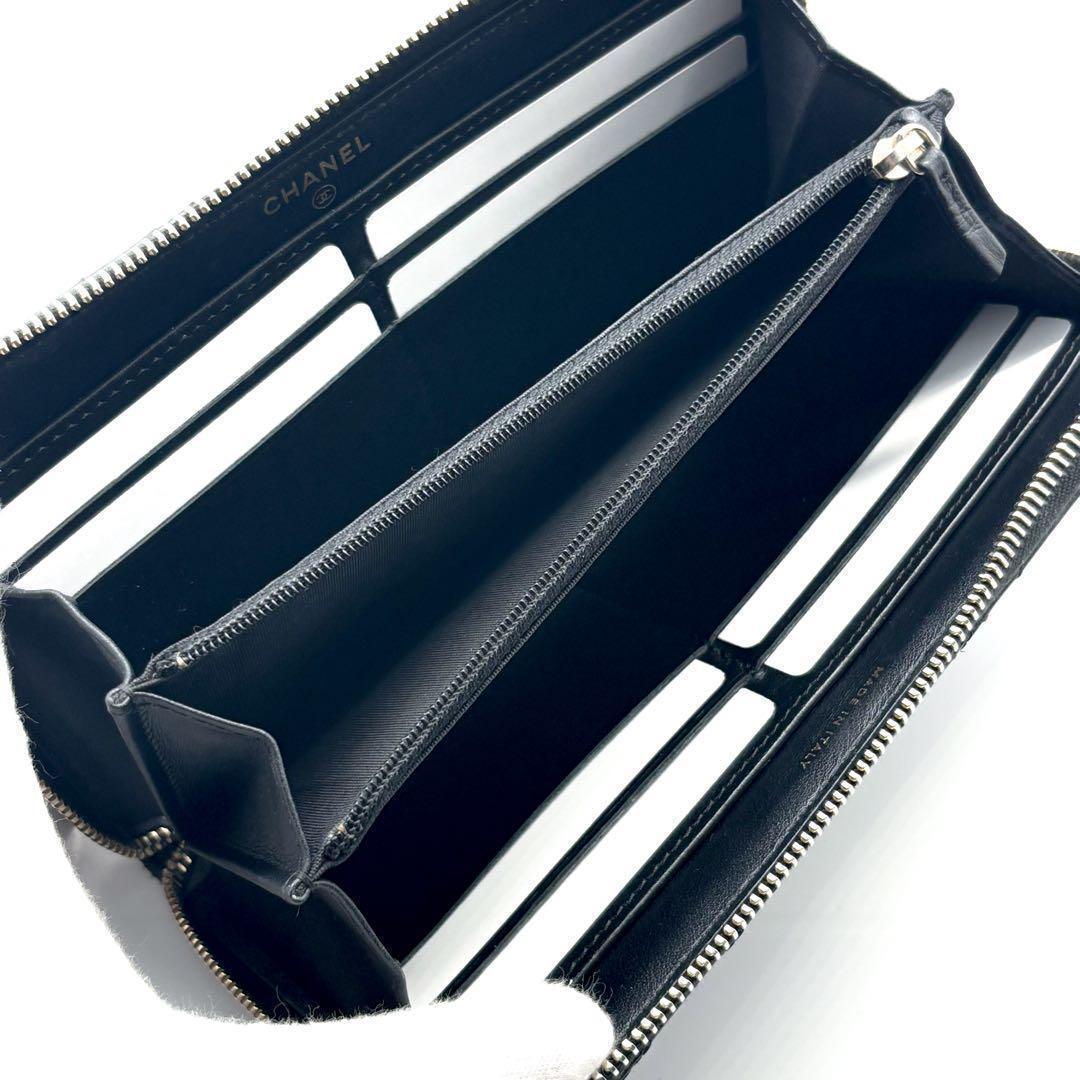 【超極美品✨】シャネル 長財布 カメリア No.5 ラウンドジップ 黒