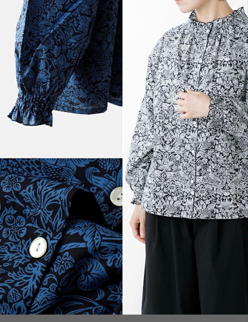 sosotto ソソット リバティプリント 2way ゴムシャーリングブラウス