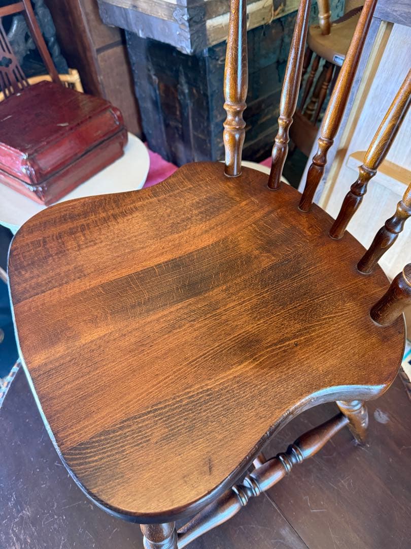 飛騨産業 キツツキ ウィンザーチェア 昭和レトロ 無垢 木製椅子 メンテ済み