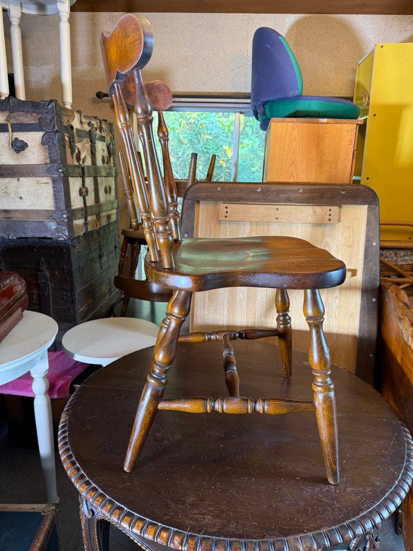 飛騨産業 キツツキ ウィンザーチェア 昭和レトロ 無垢 木製椅子 メンテ済み
