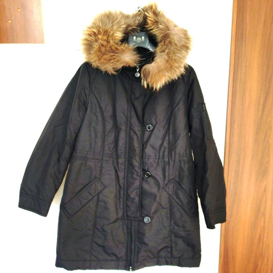 美品２３区 大きいサイズ　 46ライナー付き黒モッズファーコート