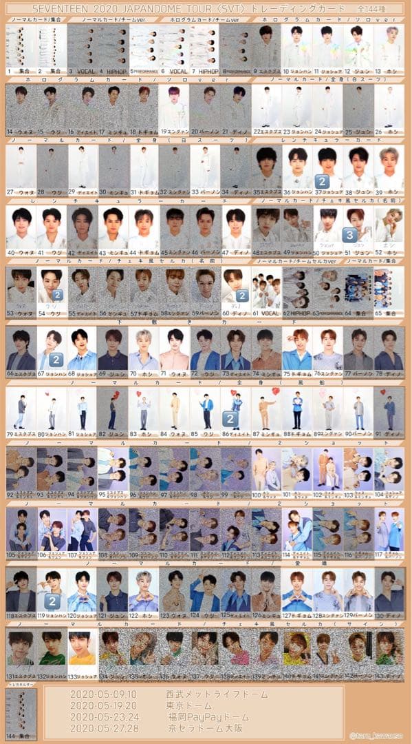SEVENTEEN セブチ JAPAN DOME 2020 SVTトレカ 76枚