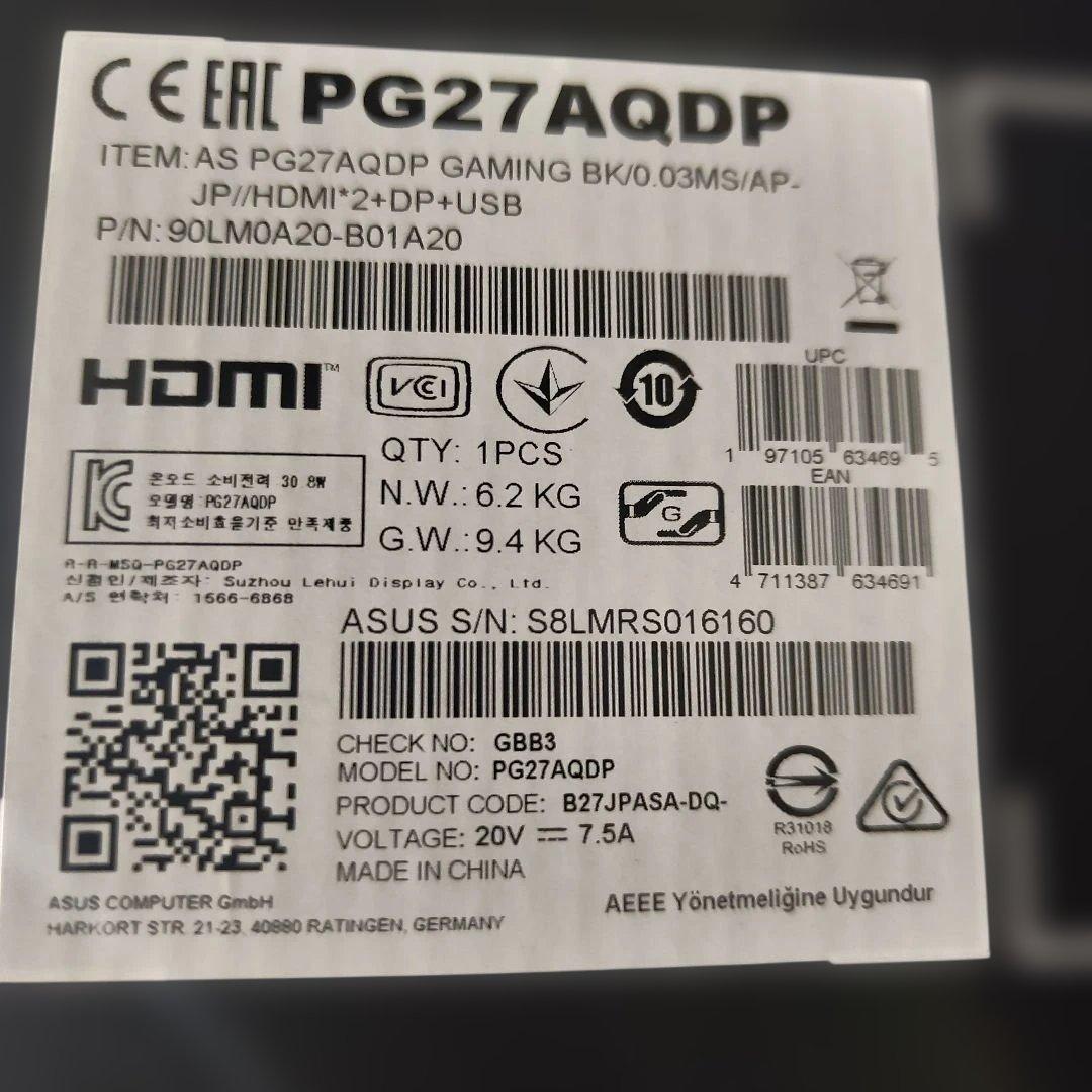 ディスプレイ・モニター本体 ROG SWIFT OLED PG27AQDP