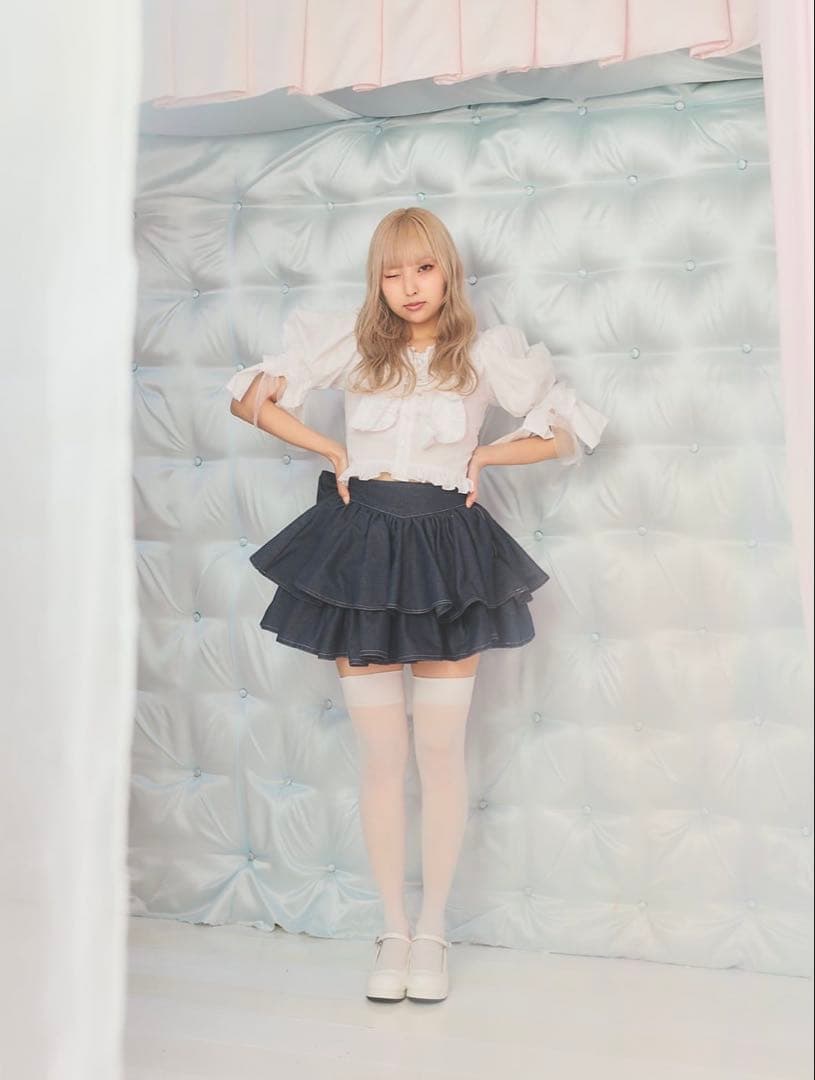 Starry by lilLily バックリボンデニムスカート リルリリー