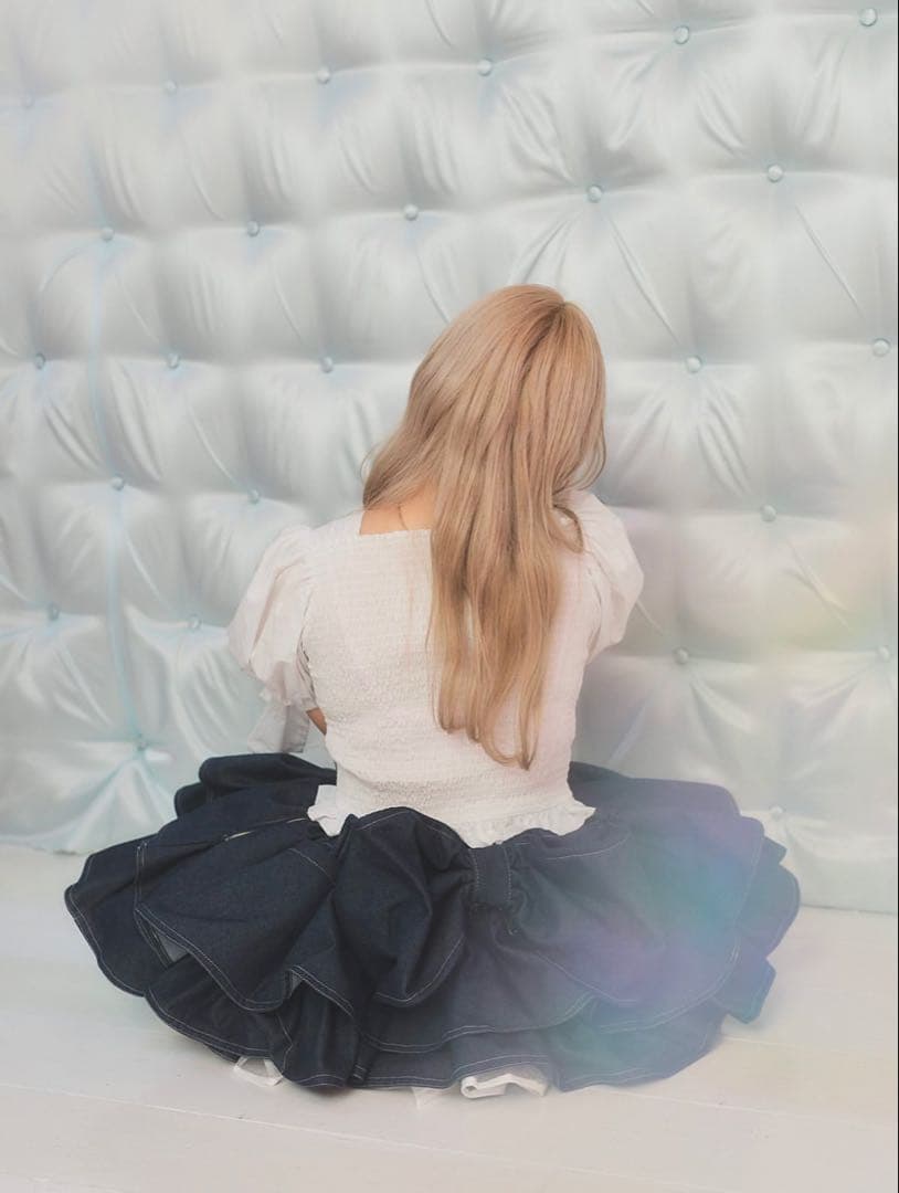 Starry by lilLily バックリボンデニムスカート リルリリー